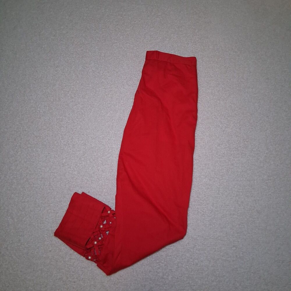 Red Dress Pants Pearl Women's Sz L Cutout Occasion Career Sophisticated - Picture 2 of 12